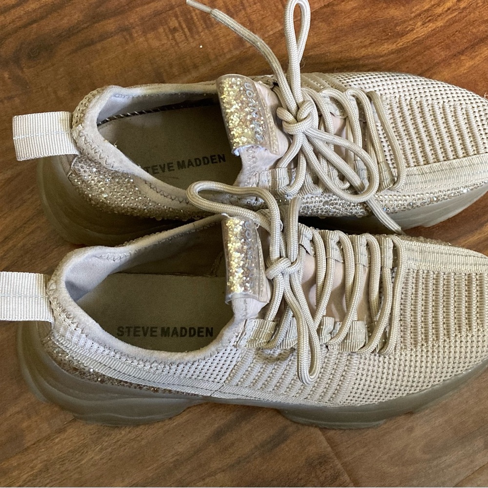 Steve Madden Women's Sparkling Sneakers - Cream and Gold